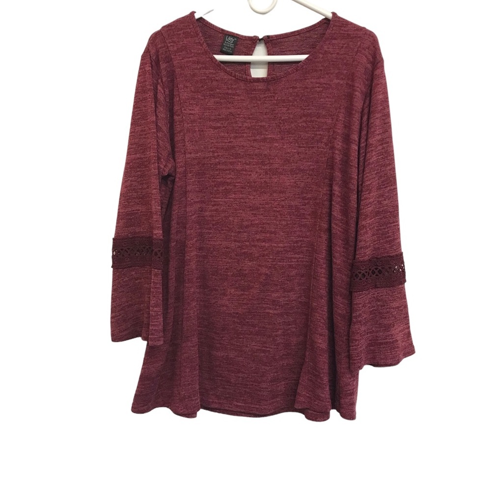 Button Back Keyhole Tunic Women’s L-XL Burgundy